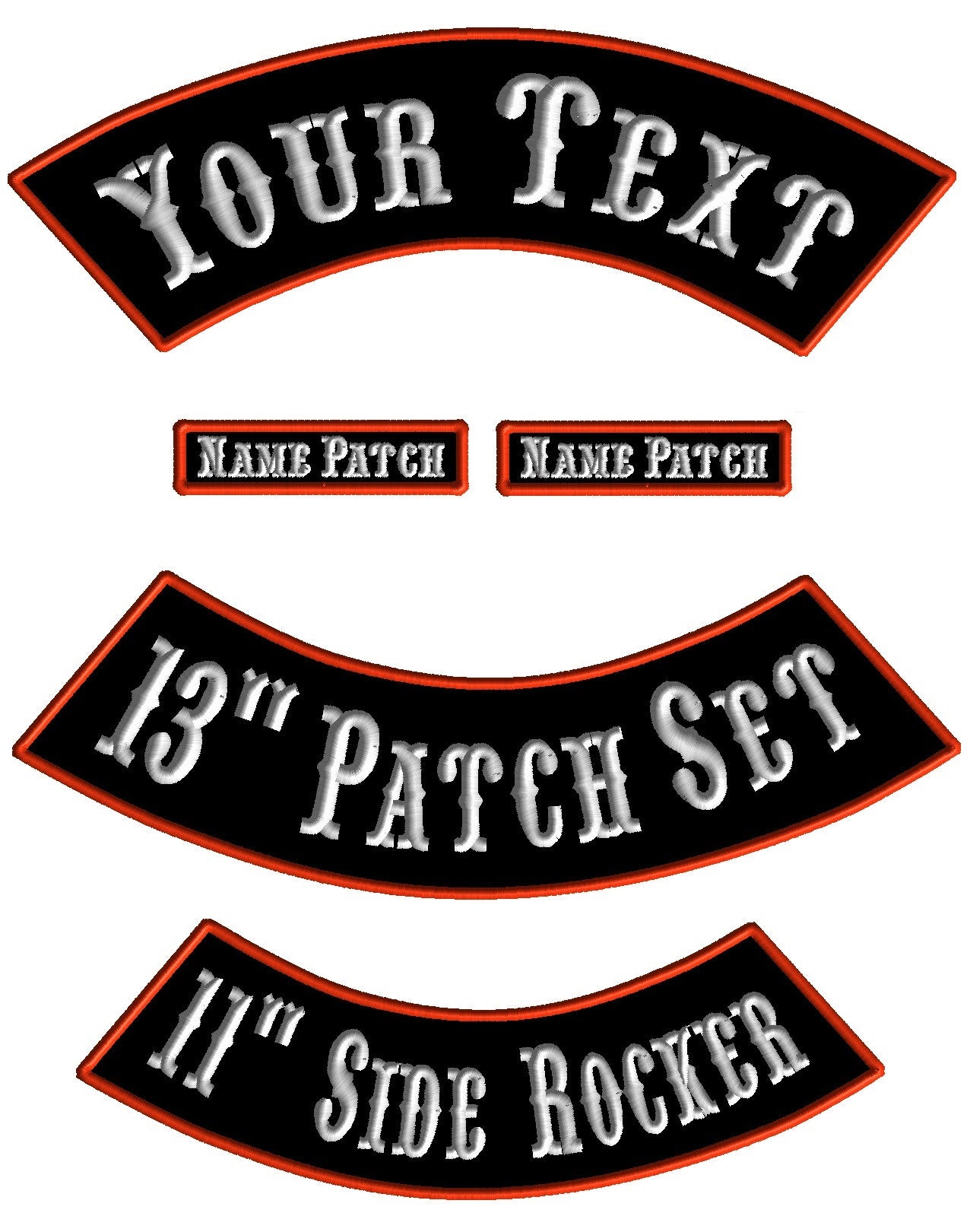5 pc Embroidered Biker Patch set * Iron on Name patches – clinch customs
