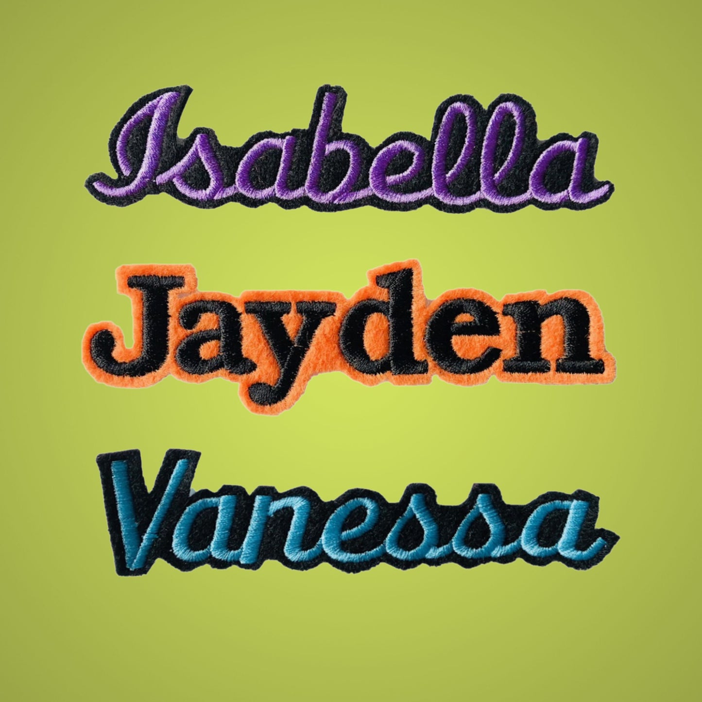 Name Patches with Felt Contour Border