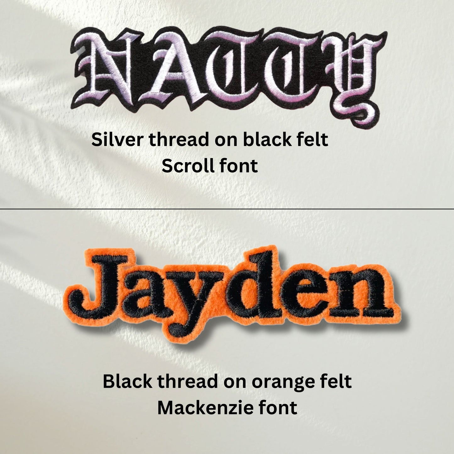 Name Patches with Felt Contour Border