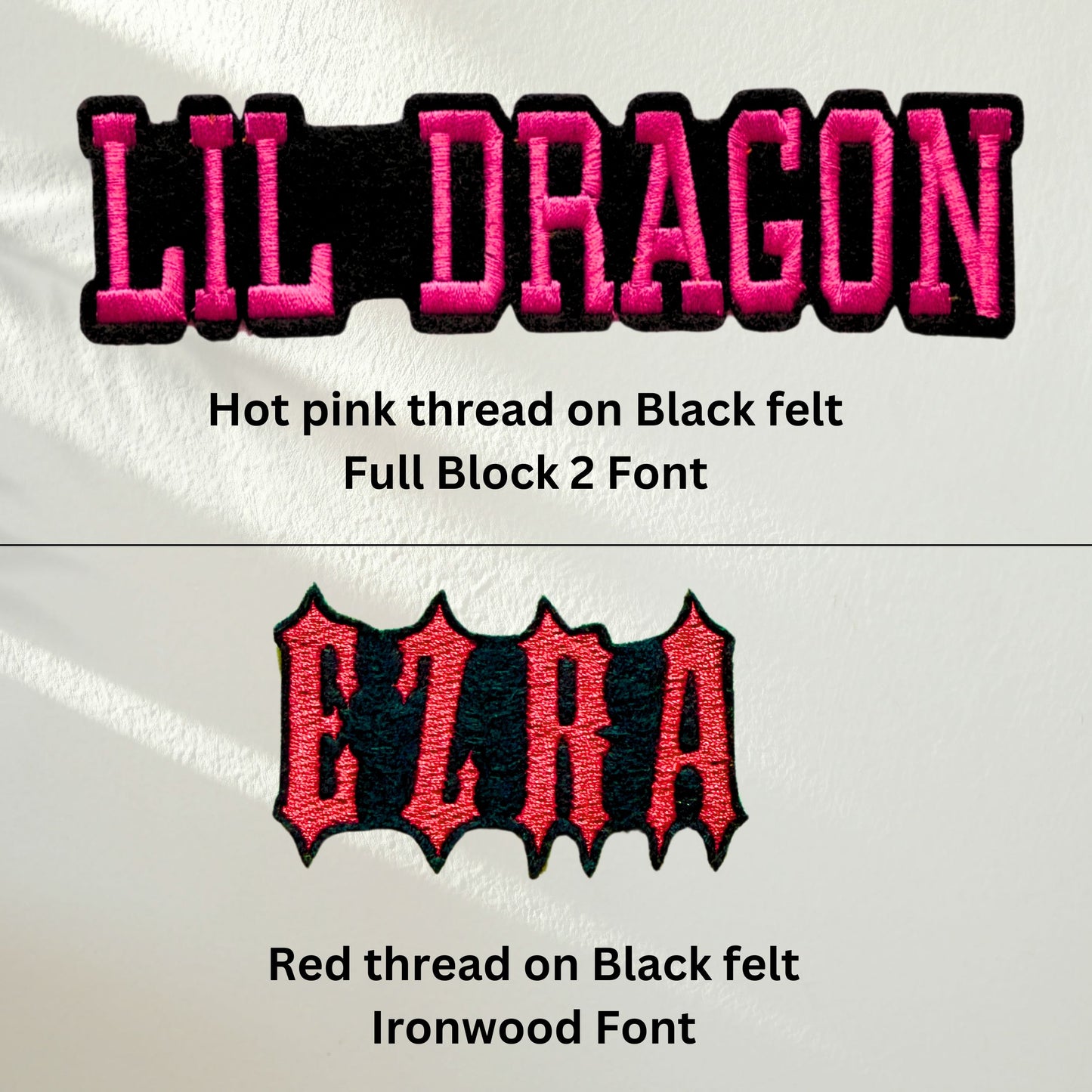 Name Patches with Felt Contour Border