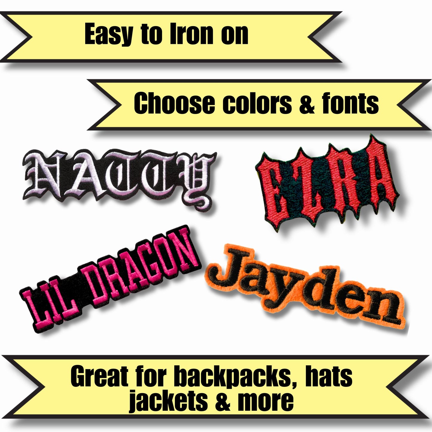 Name Patches with Felt Contour Border