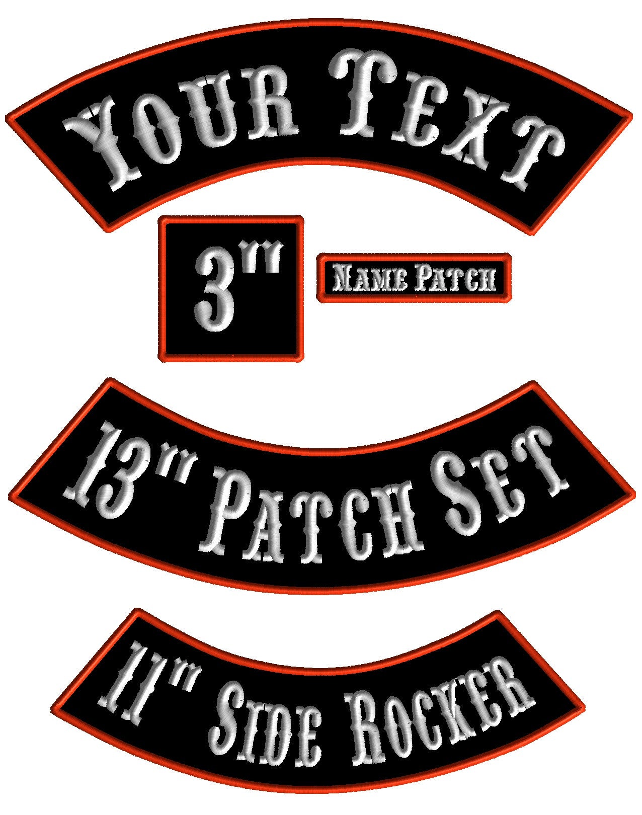 5 piece custom rocker patch set