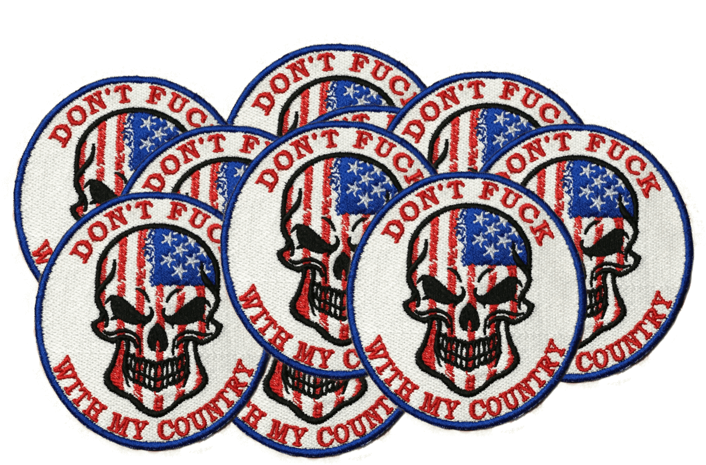 Don't fuck with my country skull american flag iron on patch